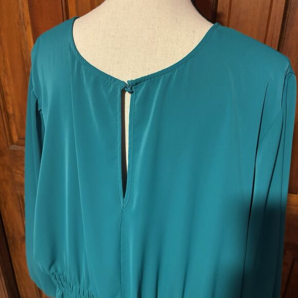 Torrid Blue Dress Women's Size 4 4X Tea Length Studio Crepe de Chine Surplice - Picture 5 of 12